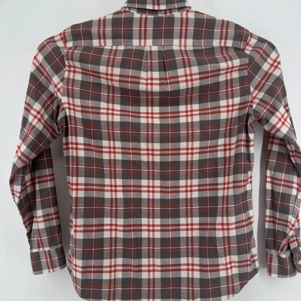 J.Crew Mens Plaid‎ Button Down Shirt Red Gray White Cotton Size M